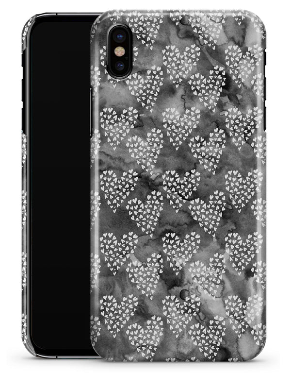Black and White Watercolor Hearts - iPhone X Clipit Case