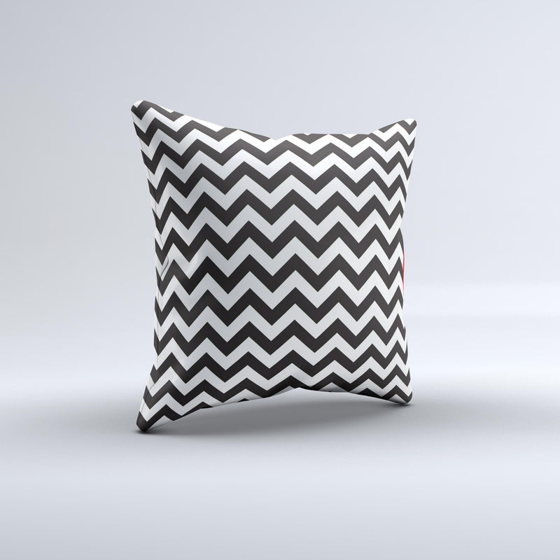 Black and White Zigzag Chevron Pattern Ink-Fuzed Decorative Throw Pillow