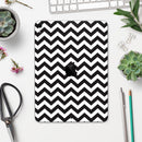 Black and White Zigzag Chevron Pattern - Full Body Skin Decal for the Apple iPad Pro 12.9", 11", 10.5", 9.7", Air or Mini (All Models Available)