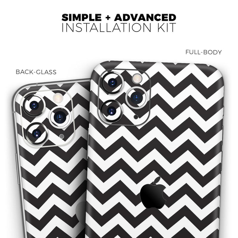 Black and White Zigzag Chevron Pattern  - Protective Skin Wrap & Decal – Compatible with iPhone SE to iPhone 17 Pro Max (All Models)