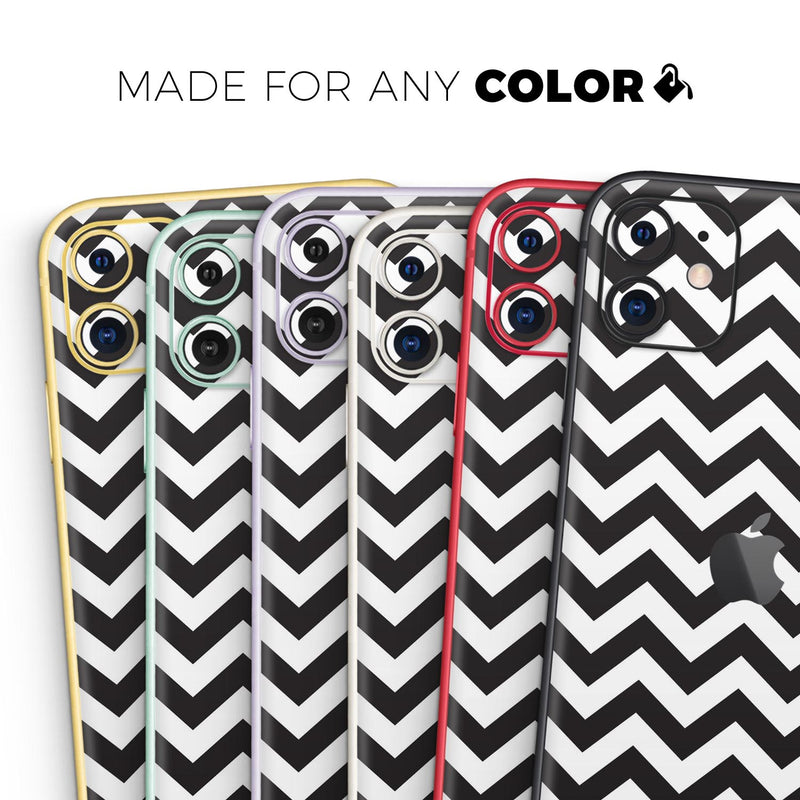 Black and White Zigzag Chevron Pattern  - Protective Skin Wrap & Decal – Compatible with iPhone SE to iPhone 17 Pro Max (All Models)