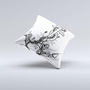 Black and white Anchor with Roses ink-Fuzed Decorative Throw Pillow