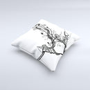 Black and white Anchor with Roses ink-Fuzed Decorative Throw Pillow