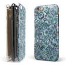 Blue-Green Damask Watercolor Pattern iPhone 6/6s or 6/6s Plus 2-Piece Hybrid INK-Fuzed Case