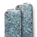 Blue-Green Damask Watercolor Pattern iPhone 6/6s or 6/6s Plus 2-Piece Hybrid INK-Fuzed Case