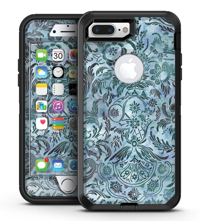 Blue-Green Damask Watercolor Pattern - iPhone 7 Plus/8 Plus OtterBox Case & Skin Kits