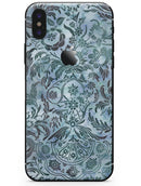 Blue-Green Damask Watercolor Pattern - iPhone X Skin-Kit