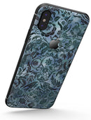 Blue-Green Damask Watercolor Pattern - iPhone X Skin-Kit