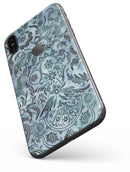 Blue-Green Damask Watercolor Pattern - iPhone X Skin-Kit