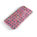 Blue-Green Polka Dots with Hearts Pattern on Pink Watercolor iPhone 6/6s or 6/6s Plus 2-Piece Hybrid INK-Fuzed Case