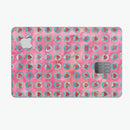 Blue-Green Polka Dots with Hearts Pattern on Pink Watercolor - Premium Protective Decal Skin-Kit for the Apple Credit Card