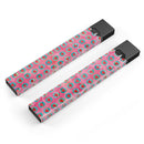 Blue-Green Polka Dots with Hearts Pattern on Pink Watercolor - Premium Decal Protective Skin-Wrap Sticker compatible with the Juul Labs vaping device