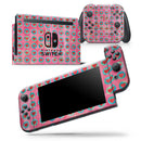 Blue-Green Polka Dots with Hearts Pattern on Pink Watercolor - Skin Wrap Decal for Nintendo Switch Lite Console & Dock - 3DS XL - 2DS - Pro - DSi - Wii - Joy-Con Gaming Controller