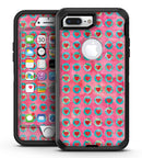 Blue-Green Polka Dots with Hearts Pattern on Pink Watercolor - iPhone 7 Plus/8 Plus OtterBox Case & Skin Kits