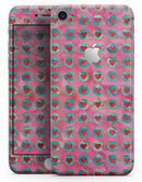 Blue-Green Polka Dots with Hearts Pattern on Pink Watercolor - Skin-kit for the iPhone 8 or 8 Plus