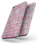 Blue-Green Polka Dots with Hearts Pattern on Pink Watercolor - Skin-kit for the iPhone 8 or 8 Plus