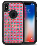 Blue-Green Polka Dots with Hearts Pattern on Pink Watercolor - iPhone X OtterBox Case & Skin Kits