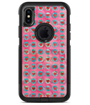 Blue-Green Polka Dots with Hearts Pattern on Pink Watercolor - iPhone X OtterBox Case & Skin Kits
