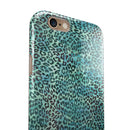 Blue-Green Watercolor Leopard Pattern iPhone 6/6s or 6/6s Plus 2-Piece Hybrid INK-Fuzed Case