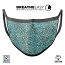 Blue-Green Watercolor Leopard Pattern - Made in USA Mouth Cover Unisex Anti-Dust Cotton Blend Reusable & Washable Face Mask with Adjustable Sizing for Adult or Child