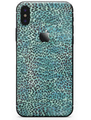 Blue-Green Watercolor Leopard Pattern - iPhone X Skin-Kit