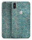 Blue-Green Watercolor Leopard Pattern - iPhone X Skin-Kit