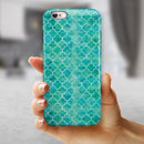 Blue-Green Watercolor Quatrefoil iPhone 6/6s or 6/6s Plus 2-Piece Hybrid INK-Fuzed Case