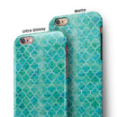 Blue-Green Watercolor Quatrefoil iPhone 6/6s or 6/6s Plus 2-Piece Hybrid INK-Fuzed Case