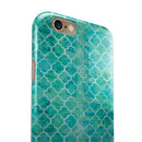 Blue-Green Watercolor Quatrefoil iPhone 6/6s or 6/6s Plus 2-Piece Hybrid INK-Fuzed Case