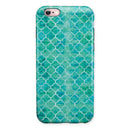 Blue-Green Watercolor Quatrefoil iPhone 6/6s or 6/6s Plus 2-Piece Hybrid INK-Fuzed Case