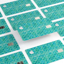 Blue-Green Watercolor Quatrefoil - Premium Protective Decal Skin-Kit for the Apple Credit Card