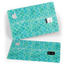 Blue-Green Watercolor Quatrefoil - Premium Protective Decal Skin-Kit for the Apple Credit Card