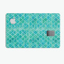 Blue-Green Watercolor Quatrefoil - Premium Protective Decal Skin-Kit for the Apple Credit Card