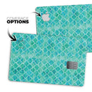 Blue-Green Watercolor Quatrefoil - Premium Protective Decal Skin-Kit for the Apple Credit Card