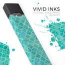 Blue-Green Watercolor Quatrefoil - Premium Decal Protective Skin-Wrap Sticker compatible with the Juul Labs vaping device
