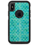 Blue-Green Watercolor Quatrefoil - iPhone X OtterBox Case & Skin Kits