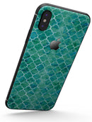 Blue-Green Watercolor Quatrefoil - iPhone X Skin-Kit