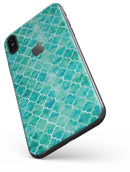Blue-Green Watercolor Quatrefoil - iPhone X Skin-Kit