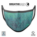 Blue-Green Watercolor Squiggles - Made in USA Mouth Cover Unisex Anti-Dust Cotton Blend Reusable & Washable Face Mask with Adjustable Sizing for Adult or Child