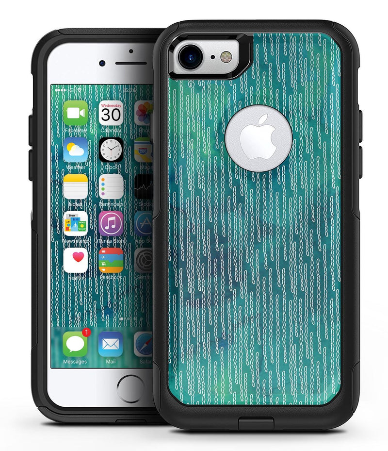 Blue-Green Watercolor Squiggles - iPhone 7 or 8 OtterBox Case & Skin Kits