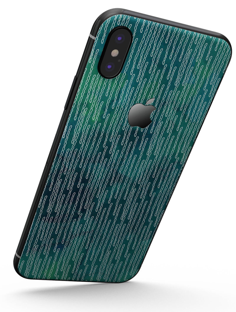 Blue-Green Watercolor Squiggles - iPhone X Skin-Kit