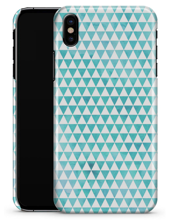 Blue-Green Watercolor Trangle Pattern - iPhone X Clipit Case