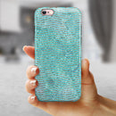 Blue-Green Watercolor and Gold Glitter Chevron iPhone 6/6s or 6/6s Plus 2-Piece Hybrid INK-Fuzed Case