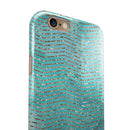 Blue-Green Watercolor and Gold Glitter Chevron iPhone 6/6s or 6/6s Plus 2-Piece Hybrid INK-Fuzed Case