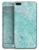 Blue-Green Watercolor and Gold Glitter Chevron - Skin-kit for the iPhone 8 or 8 Plus