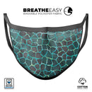 Blue-Green and Black Watercolor Giraffe Pattern - Made in USA Mouth Cover Unisex Anti-Dust Cotton Blend Reusable & Washable Face Mask with Adjustable Sizing for Adult or Child