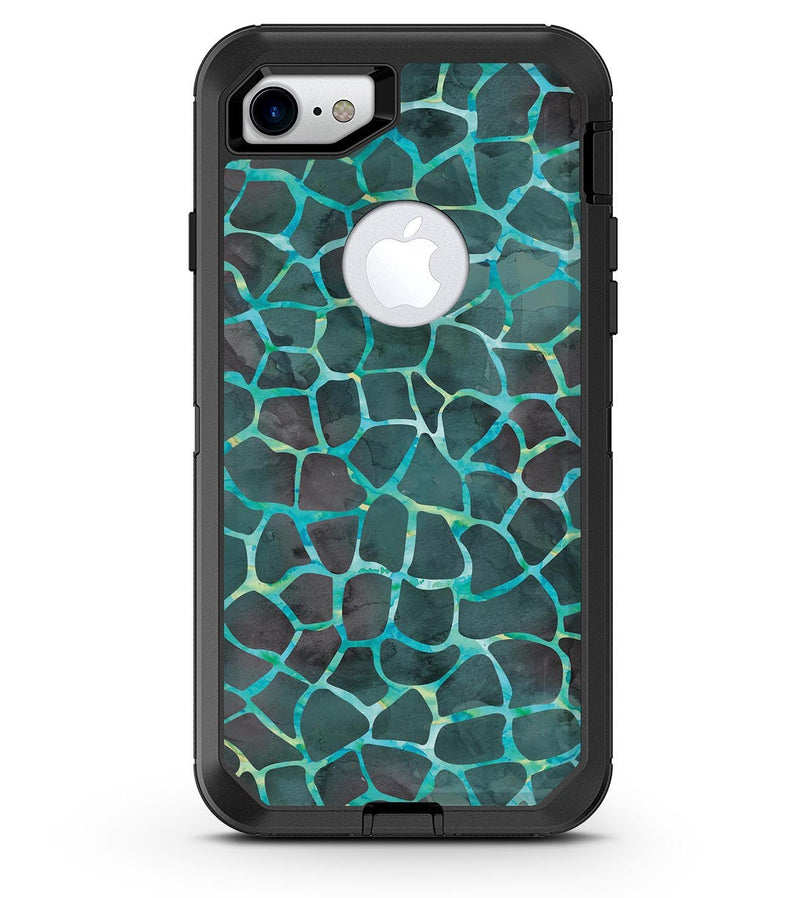 Blue-Green and Black Watercolor Giraffe Pattern - iPhone 7 or 8 OtterBox Case & Skin Kits
