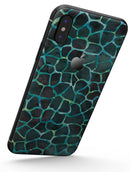 Blue-Green and Black Watercolor Giraffe Pattern - iPhone X Skin-Kit