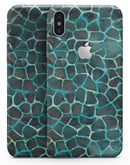 Blue-Green and Black Watercolor Giraffe Pattern - iPhone X Skin-Kit
