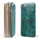 Blue-Green and Black Watercolor Tiger Pattern iPhone 6/6s or 6/6s Plus 2-Piece Hybrid INK-Fuzed Case